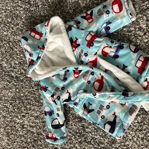 Kids' Car Print Hooded Robe and slippers for baby